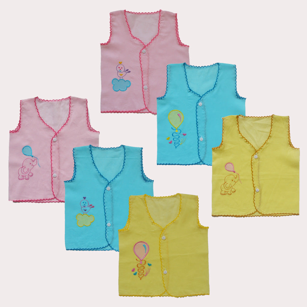 Arcs finish Infants Jhabla set of 6 - Pink elephant, Blue birdie, Yellow balloon, Pink Birdie, Blue balloon, Yellow elephant