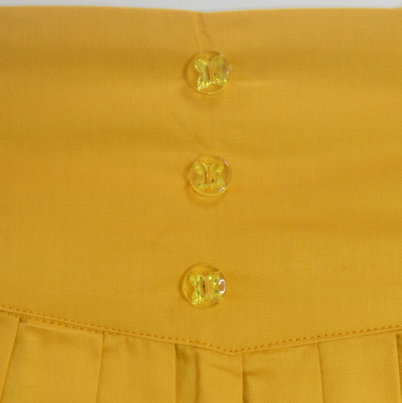 Gardinia high waist buttons pleated cotton dobby skirt - yellow