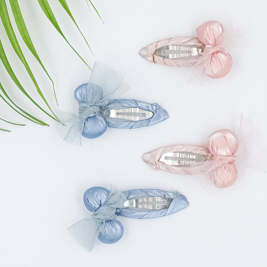 Tick tack cherry clips - Pink and Blue