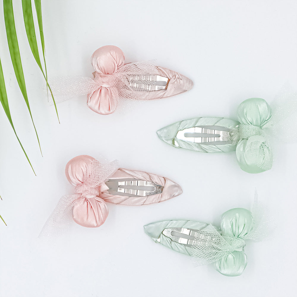 Tick tack cherry clips - Pink and green