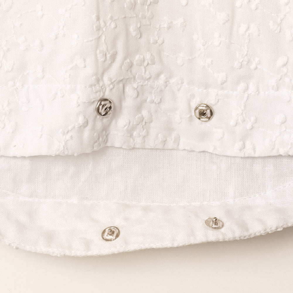 Gardinia Cotton embroidery raglan sleeve romper with collar - White