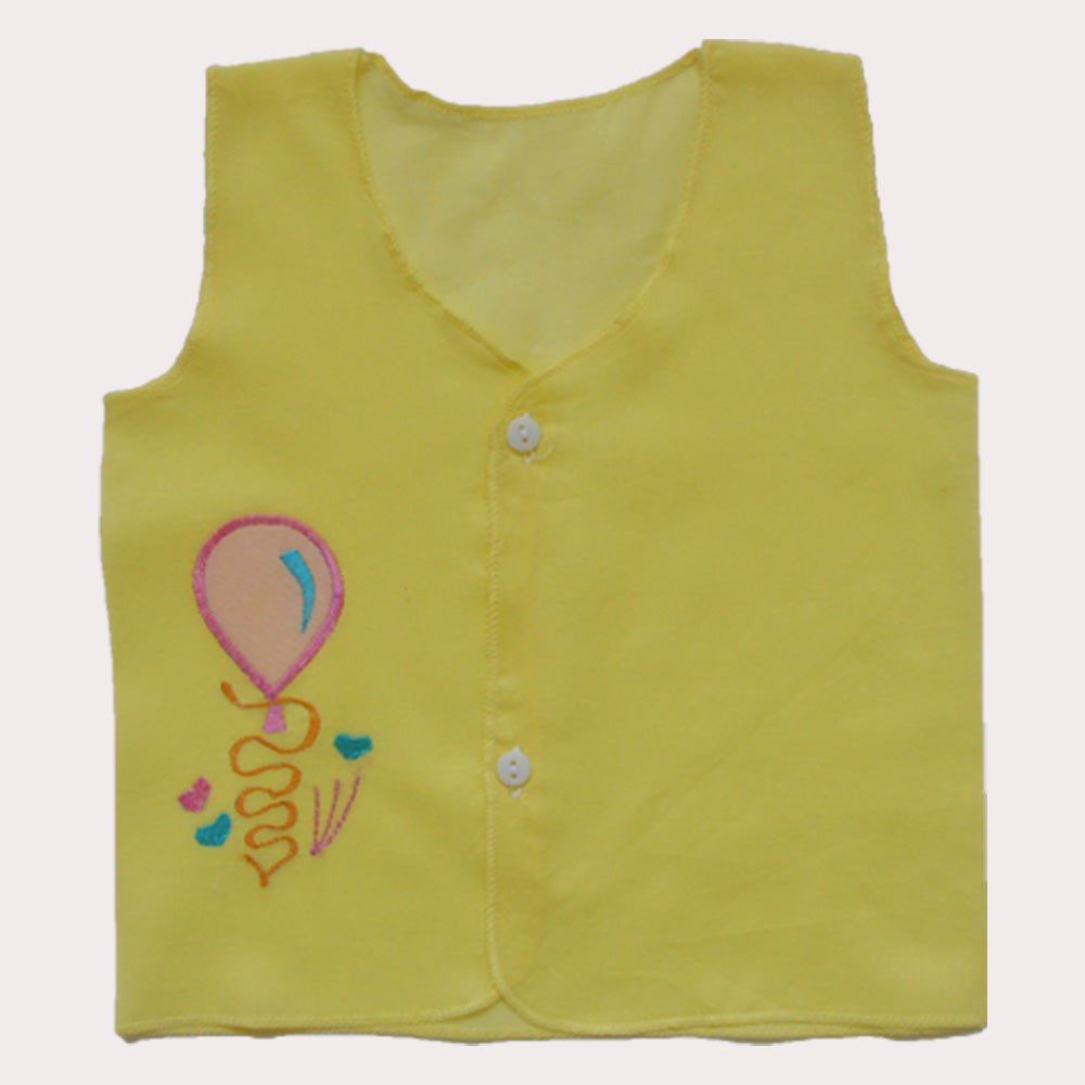 Picot finish Infants Jhabla set of 3 - Pink elephant, Blue birdie, Yellow balloon