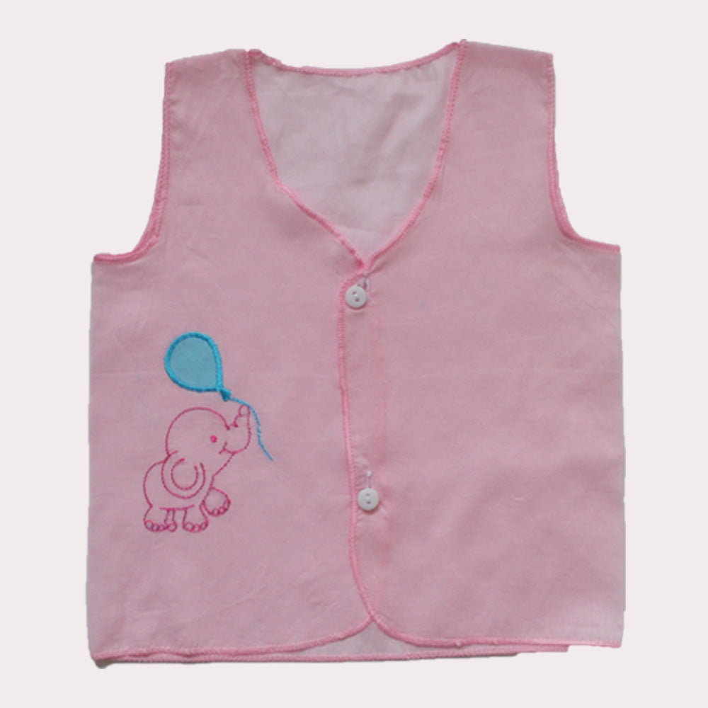 Picot finish Infants Jhabla set of 3 - Pink elephant, Blue birdie, Yellow balloon