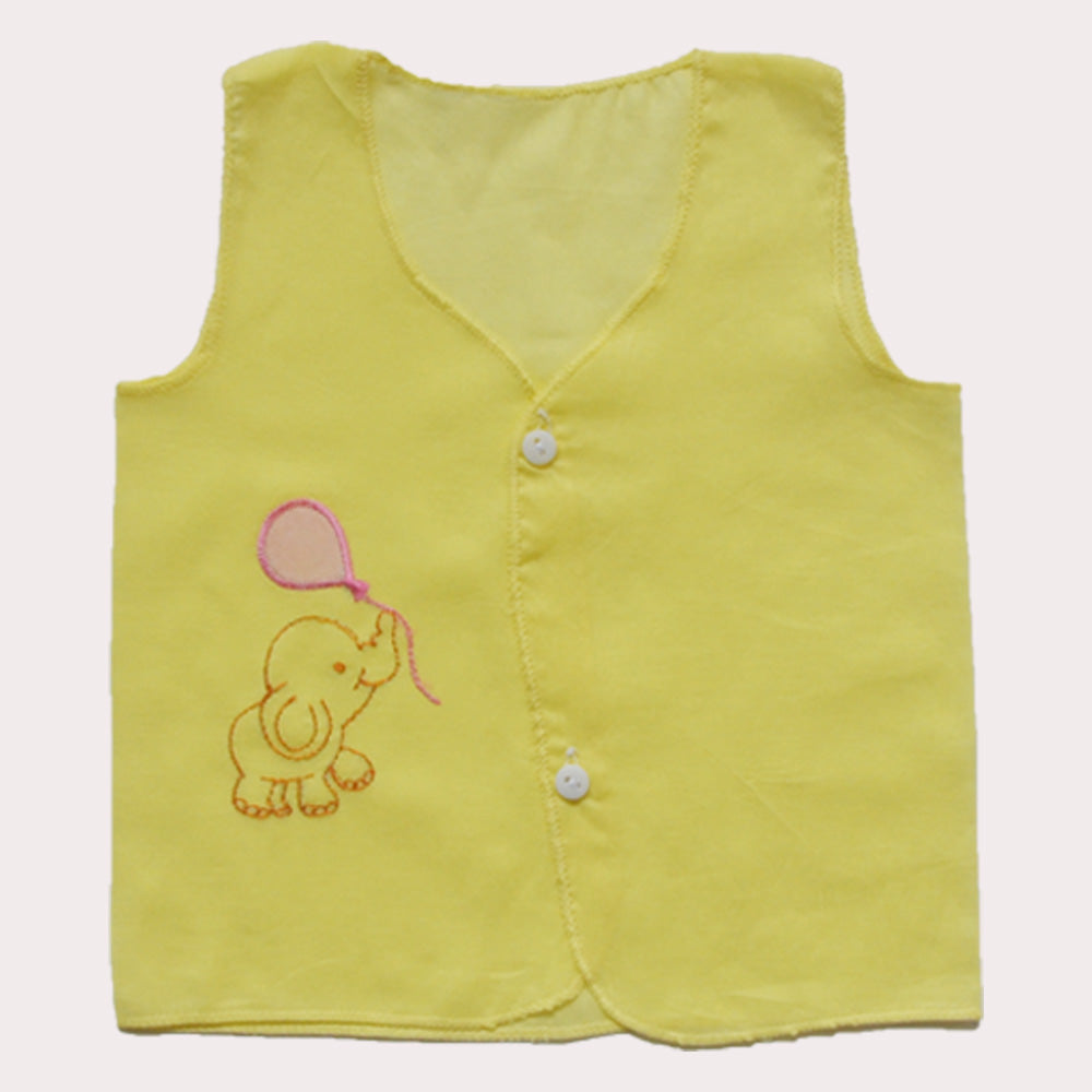 Picot finish Infants Jhabla set of 3 - Pink Birdie, Blue Balloon, Yellow Elephant